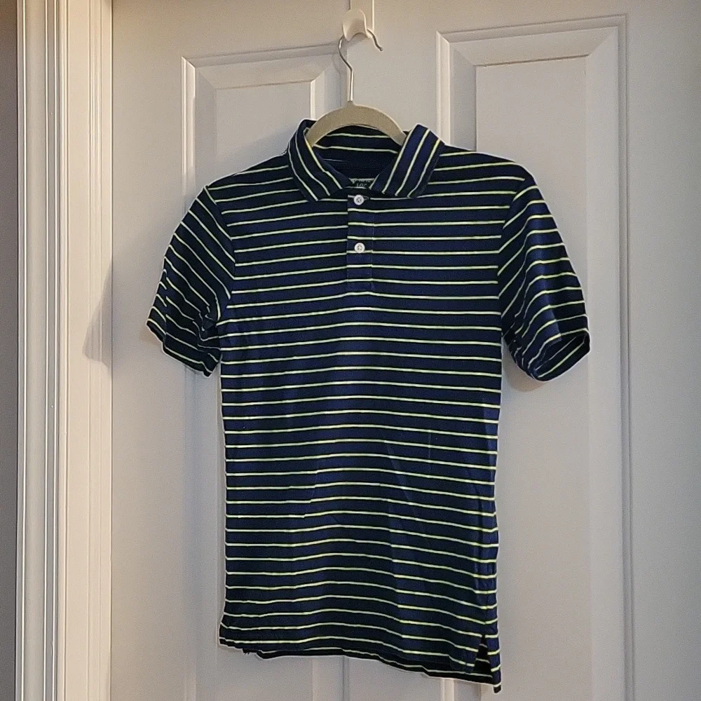 Childrens Place navy striped lime polo large 10/12